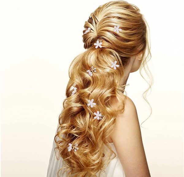 10 Pcs Small Mini Pearl Claw Clips with Flower Design, Sweet Artificial Bangs Clips Decorative Hair Accessories for Women Girls - Image 7