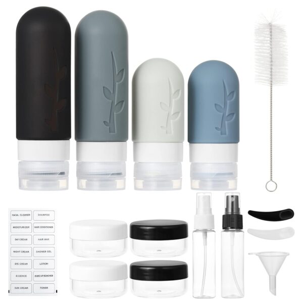 18pack Travel Bottles for Toiletries,TSA Approved Silicone Travel Containers jar for Toiletries,Leak Proof Refillable Liqus Shampoo And Conditioner Travel Essentials toiletry Bottles - Image 3