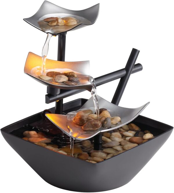 Homedics Tabletop Water Fountain, Home Décor Soothing Sound Machine - Automatic Pump, Deep Basin & Natural River Rocks. Indoor Zen Relaxation for Office, Living Room, or Bedroom, 8.25” Tall - Image 2