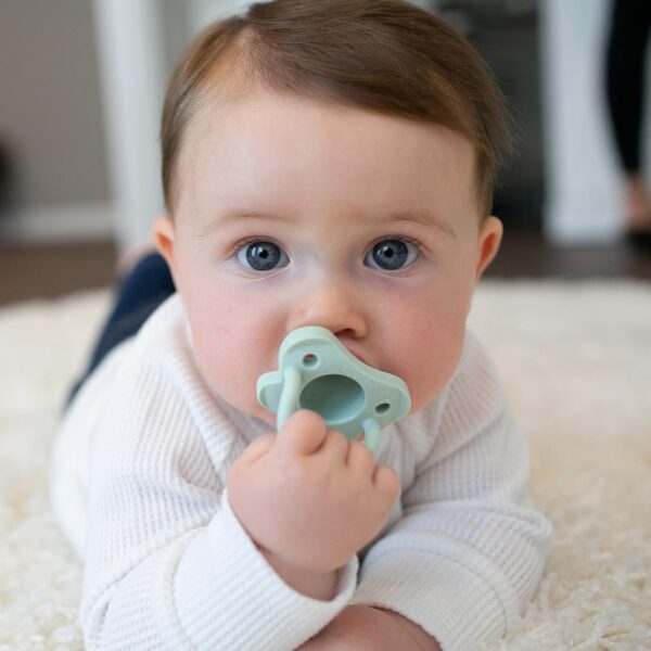 Dr. Brown's HappyPaci 100% Silicone Baby Pacifier, Contoured One-Piece Design, Cool Gray, Green, Ecru, 0-6m, BPA-Free, 3 Pack - Image 14