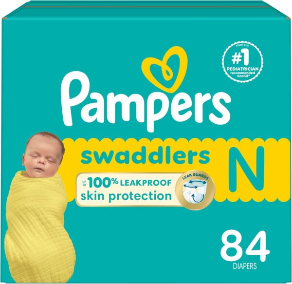 Pampers Baby Diapers - Swaddlers - Size 0, 84 Count, Ultra Absorbent Disposable Newborn Diaper - Image 2