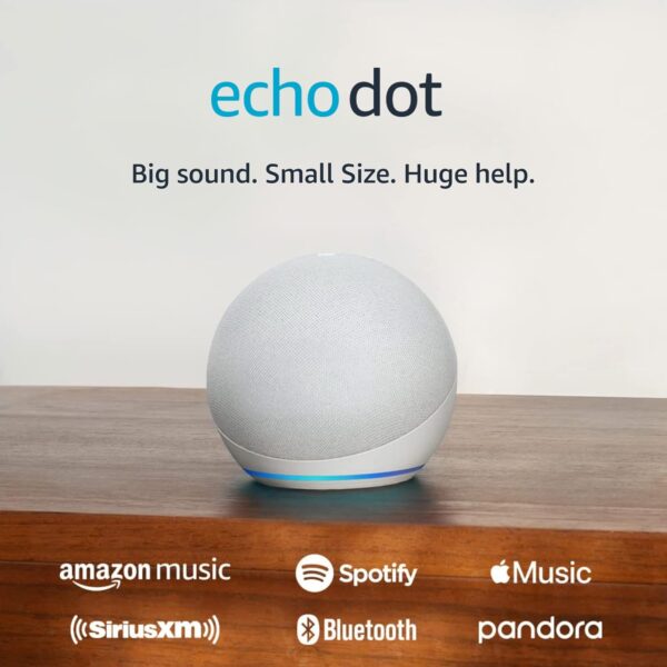 Amazon Echo Dot (newest model), Vibrant sounding Alexa speaker, Great for bedrooms, dining rooms and offices, Glacier White - Image 2