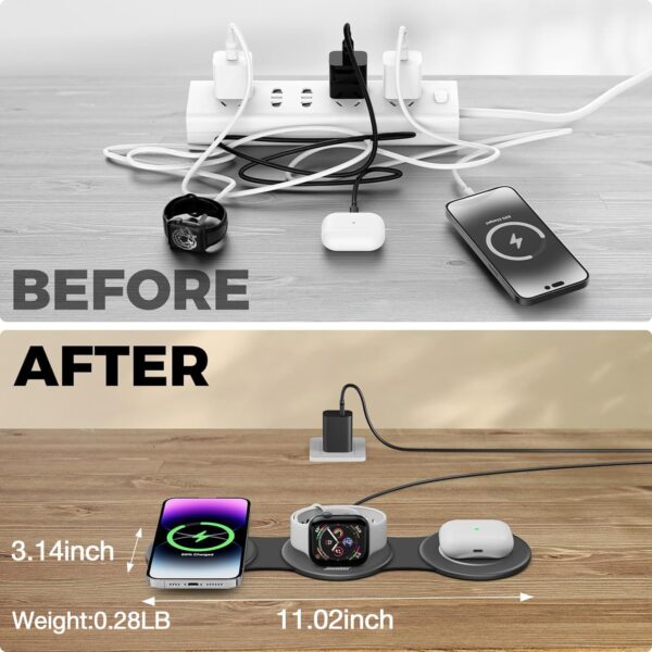 3 in 1 Charging Station for Apple Multiple Devices, Foldable Travel Wireless Charger 18W for iPhone 16 15 14 13 Pro Max Plus &Apple Watch Series/Airpods - Image 5
