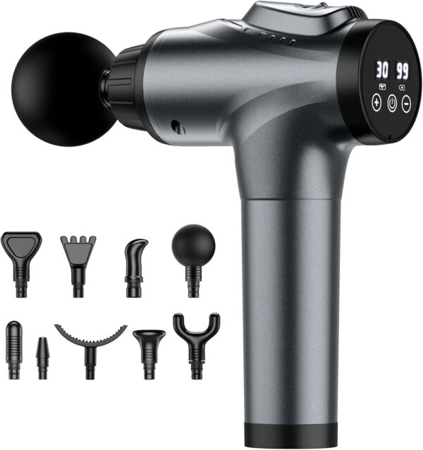Massage Gun, Muscle Massage Gun for Athletes Handheld Electric Deep Tissue Back Massager, Percussion Massage Device for Pain Relief with 30 Speed Levels 9 Heads,Father's Day Gifts - Image 9