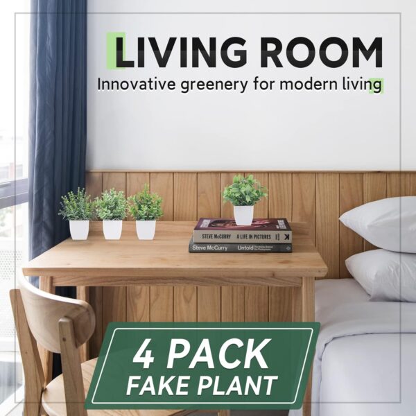 Der Rose 4 Pack Fake Plants Mini Artificial Greenery Potted Plants for Home Decor Indoor Office Table Room Farmhouse Bathroom Decor - Image 5
