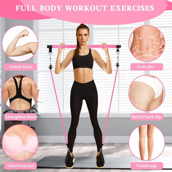 Pilates Bar Kit with Resistance Bands,Pilates Bar with Stackable Bands Workout Equipment for Legs,Hip,Waist and Arm,Exercise Fitness Equipment for Women & Men Home Gym Yoga Pilates - Image 5