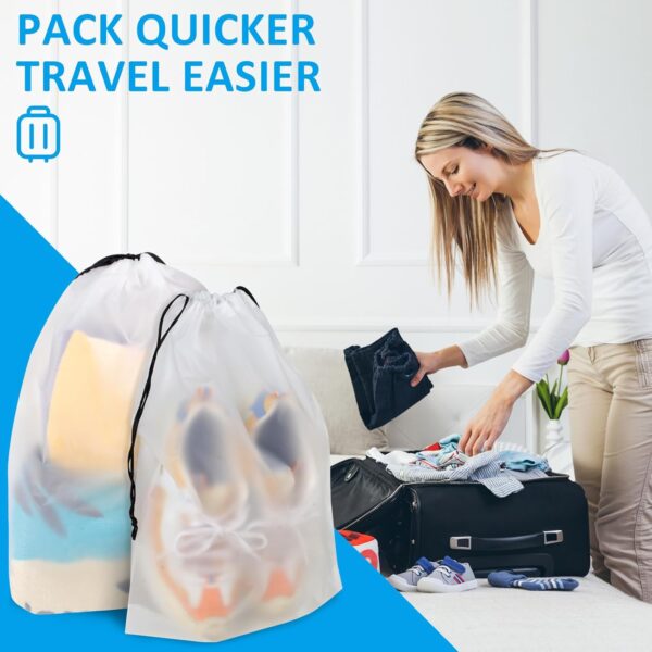 Clear Shoe Bags for Travel 5 PCS, 15.7" x 11.8" Travel Shoe Bags for Packing, Waterproof Drawstring Travel Shoe Storage Bag, Travel Essentials for Men and Women - Image 8
