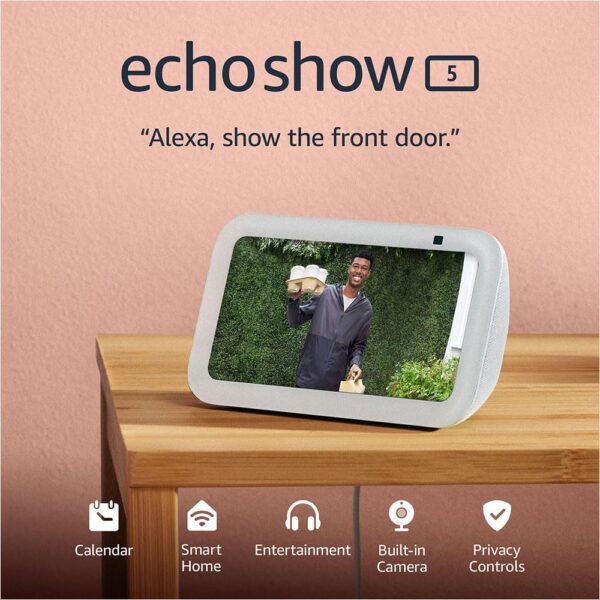 Amazon Echo Show 5 (newest model), Smart display with 2x the bass and clearer sound, Glacier White - Image 2