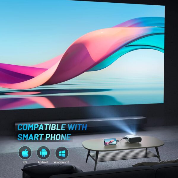 Mini Projector for iPhone, ELEPHAS 2024 Upgraded 1080P HD Projector, 8000L Portable Projector with Tripod, Movie Projector Compatible with Android/iOS/Windows/TV Stick/HDMI/USB - Image 5