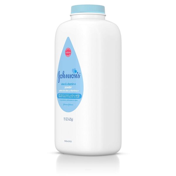 Johnson's Baby Powder with Naturally Derived Cornstarch, Aloe & Vitamin E for Delicate Skin, Hypoallergenic, Free of Parabens, Phthalates & Dyes for Gentle Baby Skin Care, 15 oz - Image 10
