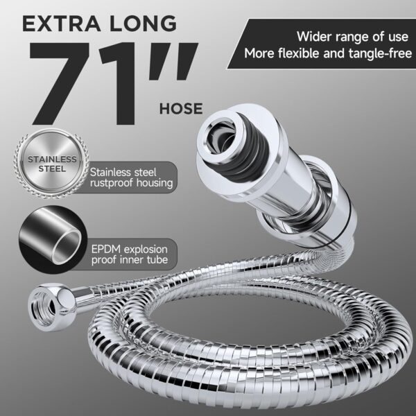 Veken Wide Rain Shower Head with 6 Modes Handheld Water Spray,High Pressure Showerhead Combo with Arm for Bathroom Accessories,Home Decor Detachable Dual Shower with Anti-Clog Nozzles,Silver Chrome - Image 6