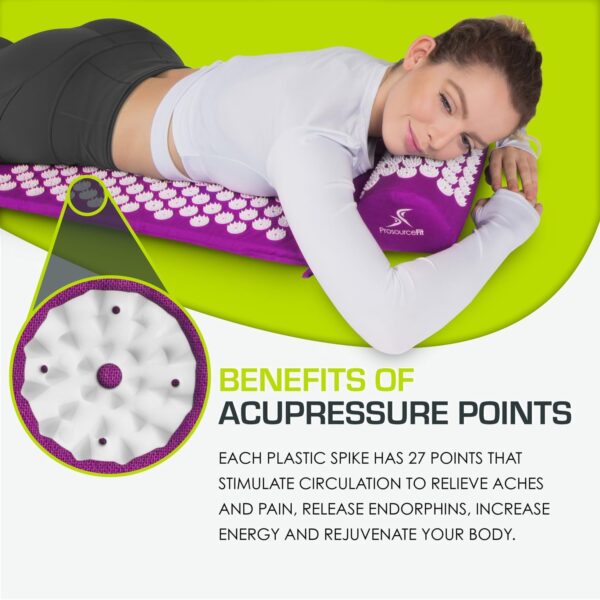 ProsourceFit Acupressure Mat and Pillow Set for Back/Neck Pain Relief and Muscle Relaxation, Orange - Image 4