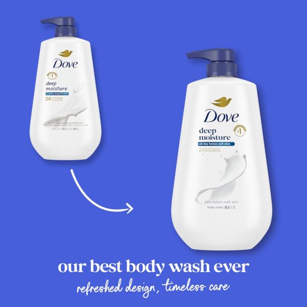 Dove Body Wash with Pump 3 Count Deep Moisture for 24hr Lotion-Soft Skin Moisture Moisturizing Skin Cleanser with No Sulfates No Parabens - Image 4