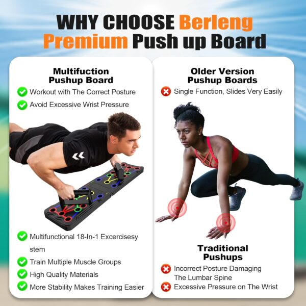 Solid Push Up Board 15 in 1 Home Workout Equipment Multi-Functional Pushup Stands System Fitness Floor Chest Muscle Exercise Professional Equipment Burn Fat Strength Training Arm Men & Women Weights - Image 7