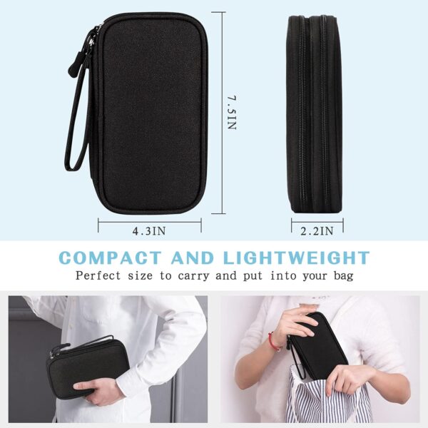 FYY Travel Cable Organizer Pouch Electronic Accessories Carry Case Portable Waterproof Double Layers All-in-One Storage Bag for Cord, Charger, Phone, Earphone Black - Image 3