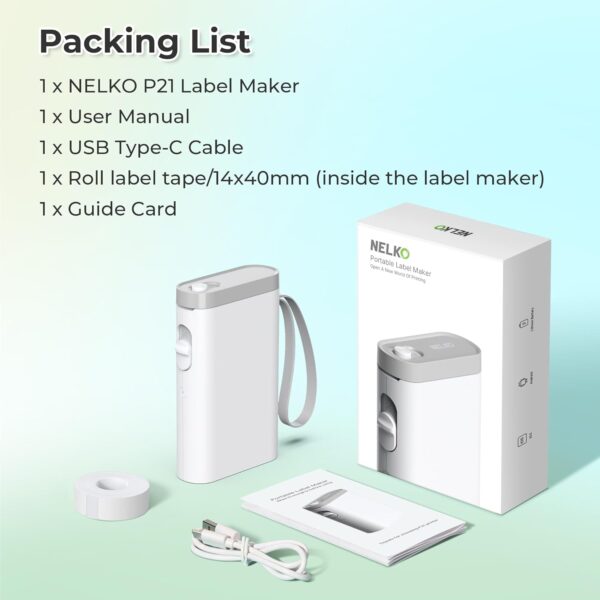 Nelko Label Maker Machine with Tape, P21 Bluetooth Label Printer, Wireless Mini Label Makers with Multiple Templates for Organizing Office Home, White - Image 8