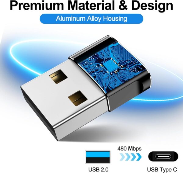 𝟒𝐏𝐚𝐜𝐤 𝐔𝐩𝐠𝐫𝐚𝐝𝐞𝐝 USB to USB C Adapter,Type-C Female to A Male Car Charger OTG Converter for Apple Watch Ultra 8 9 10,iPhone 16 15 14 13 Pro Max,Samsung S24,Nintendo Switch,AirPods,iPad,Car - Image 7