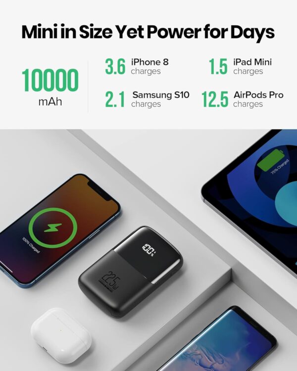 INIU Portable Charger, Smallest 22.5W 10000mAh Power Bank, USB C in/Output Fast Charging 3-Output Mini Battery Pack Charger with Phone Holder for iPhone 16 15 14 13 12 Samsung S23 Google iPad Tablet - Image 6
