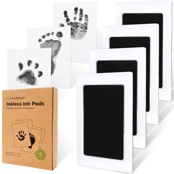 4-Pack Inkless Baby Hand and Footprint Kit - Mess Free Ink Pad for Newborn Keepsake, Dog Nose & Paw Print Kit, Clean Touch Ink Pad for Baby Hand & Footprints, Ideal New Mom Gifts (Jet Black) - Image 2
