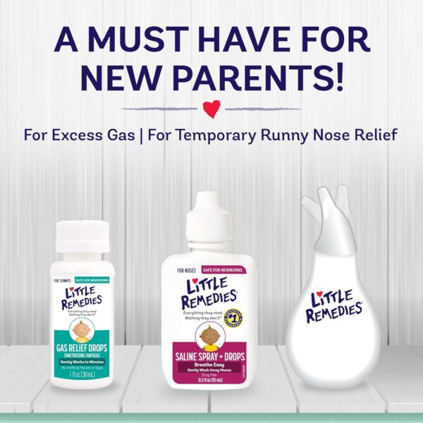 Little Remedies, New Baby Essentials Kit, 6 Newborn Essentials, Saline Nasal Spray, Gas Relief Drops, Gripe Water, Fever Reliever, & Diaper Ointment - Image 4