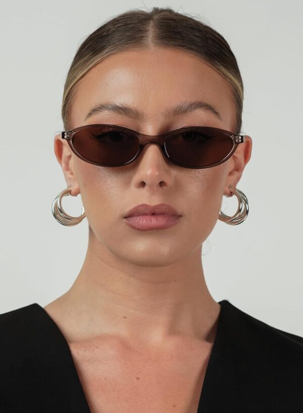 Retro Oval Sunglasses for Women Chic Cat Eye 90s Sunnies Lightweight Narrow Shades Trendy UV protection Sun Glasses - Image 9