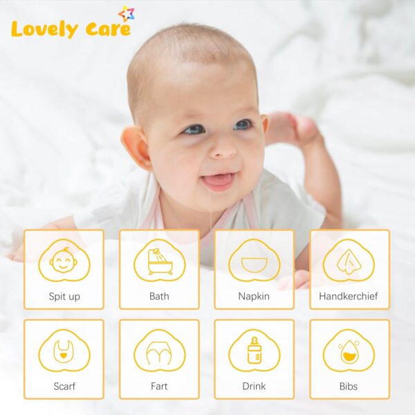 12 Pack Muslin Burp Cloths 100% Cotton Muslin Cloths Large 20''x10'' Extra Soft and Absorbent Baby Burping Cloth - White - Image 4