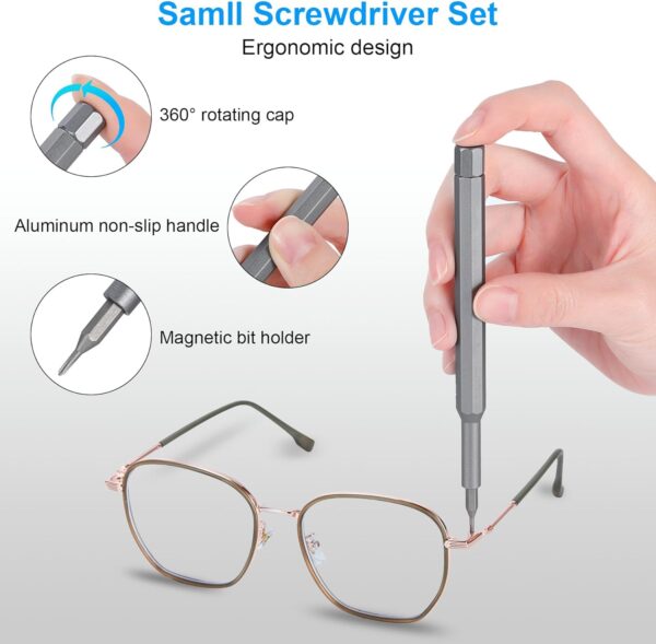 Precision Screwdriver Set, 25 in 1 Mini Magnetic Small Screwdriver Set Case for PC, Eyeglasses, Computer, Electronic, Watch Repair Kit with Phillips and Star Tiny Screw Driver - Image 5