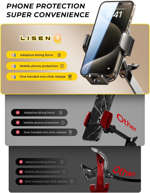 LISEN Phone Holder for Bed Desk [3rd Upgrade] Cell Phone Stand for Desk,Recording iPhone Mount for Gooseneck iPhone Holder for Filming Camera Laying Down,Bed Accessories Flexible Arm Clamp Clip Stand - Image 8