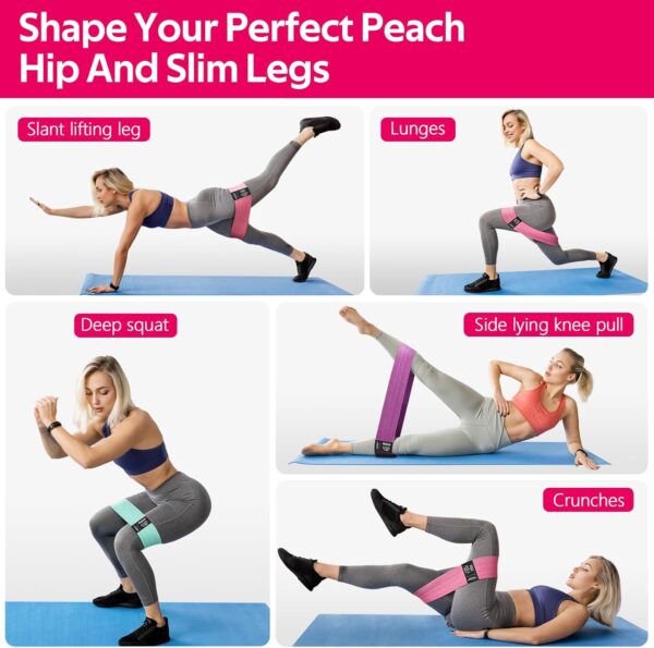 WALITO Resistance Bands for Legs and Butt, Fabric Exercise Loop Bands Yoga, Pilates, Rehab, Fitness and Home Workout, Strength Bands for Booty - Image 7