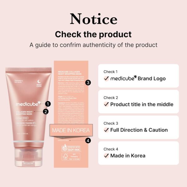 medicube Collagen Overnight Wrapping Peel Off Facial Mask Pack - Elasticity & Hydration Care, Reduces Sagging & Dullness - Hydrolyzed Collagen For Glowing Skin - Korean Skin Care, 2.53 fl.oz - Image 4