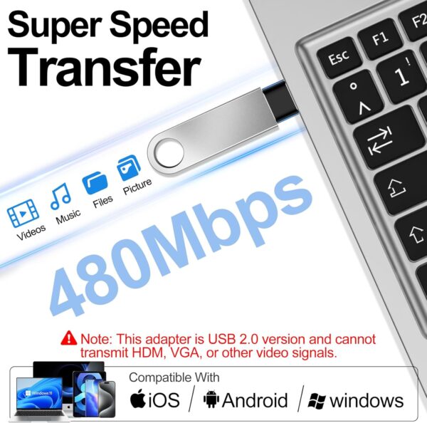 𝟒𝐏𝐚𝐜𝐤 𝐔𝐩𝐠𝐫𝐚𝐝𝐞𝐝 USB to USB C Adapter,Type-C Female to A Male Car Charger OTG Converter for Apple Watch Ultra 8 9 10,iPhone 16 15 14 13 Pro Max,Samsung S24,Nintendo Switch,AirPods,iPad,Car - Image 5