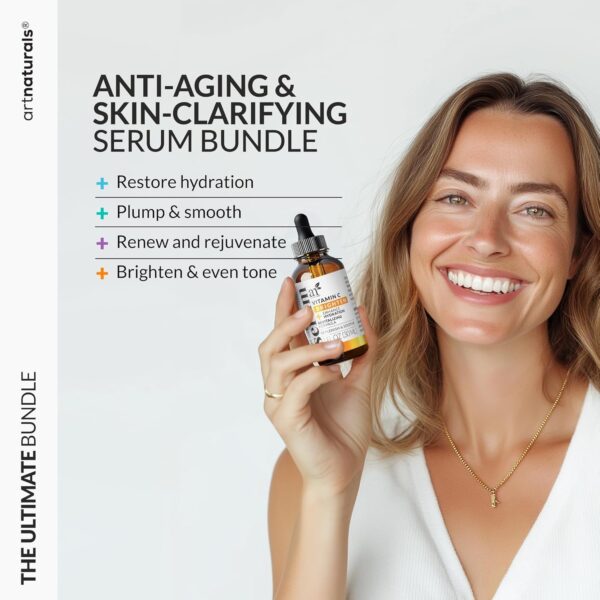 Vitamin C Serum Skin Care 4-Piece Set: Includes Retinol, Hyaluronic Acid & Niacinamide – Anti-Aging, Skin Brightening, Hydrating, Wrinkle Reduction, Dark Spot Corrector – 3-Month Supply – artnaturals - Image 4