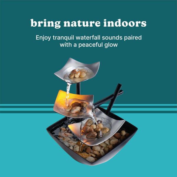 Homedics Tabletop Water Fountain, Home Décor Soothing Sound Machine - Automatic Pump, Deep Basin & Natural River Rocks. Indoor Zen Relaxation for Office, Living Room, or Bedroom, 8.25” Tall - Image 6