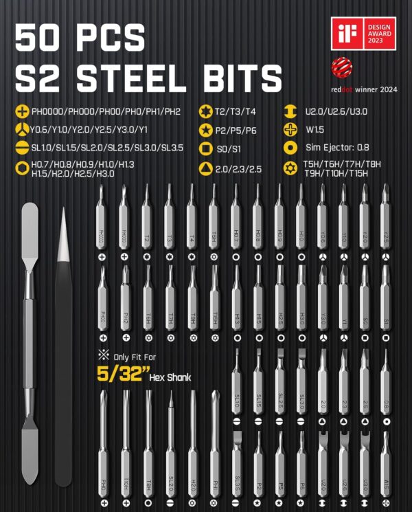 Fanttik E1 Max 3.7V Electric Screwdriver, Mini Precision Screwdriver Set, 50 Magnetic Bits, Magnetic Storage, 5/32‘’Hex, Repair Tool Kit for Electronics Phone Camera Laptop Watch (Grey) - Image 7
