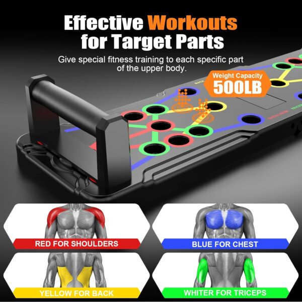 Solid Push Up Board 15 in 1 Home Workout Equipment Multi-Functional Pushup Stands System Fitness Floor Chest Muscle Exercise Professional Equipment Burn Fat Strength Training Arm Men & Women Weights - Image 3