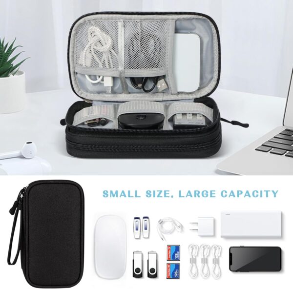 FYY Travel Cable Organizer Pouch Electronic Accessories Carry Case Portable Waterproof Double Layers All-in-One Storage Bag for Cord, Charger, Phone, Earphone Black - Image 8