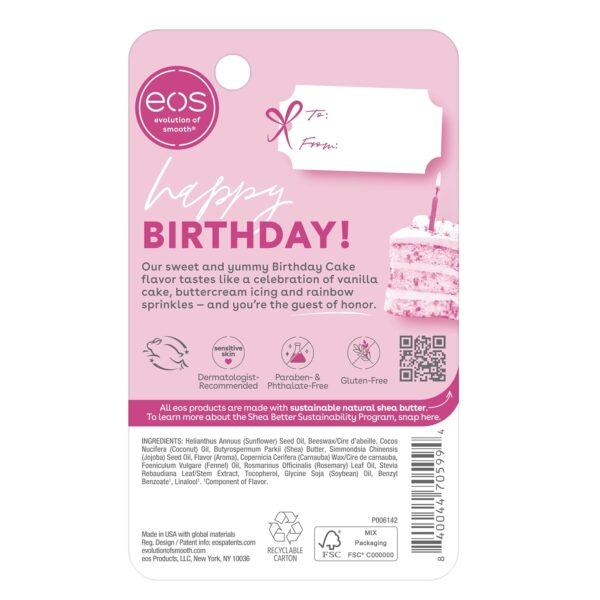 eos Natural Shea Lip Balm- Birthday Cake, All-Day Moisture Lip Care Products, 0.14 oz - Image 8