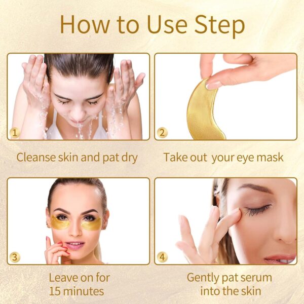 Under Eye Patches, 40 Pairs Eye Mask for Dark Circles, Puffy Eyes, Undereye Bags,Wrinkles,Eye Mask Patches with 24K Gold, Hyaluronic Acid,Rose & Aloe Vera, Eye Treatment Skin Care for Men & Women Gift - Image 8