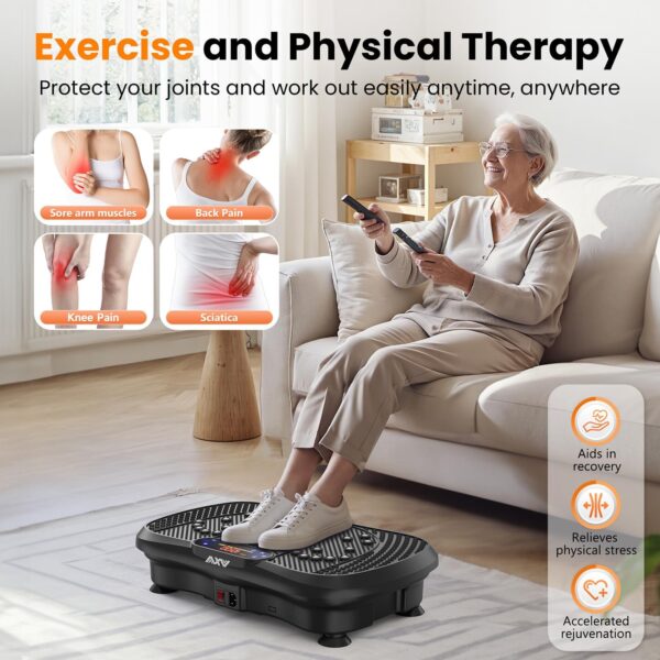 AXV Vibration Plate Fitness Platform Exercise Machine Vibrating Lymphatic Drainage Shaking Full Body Shaker Workout Vibrate Stand Shake Board Sport Gym for Weight Loss Fat Burner for Women Men - Image 8