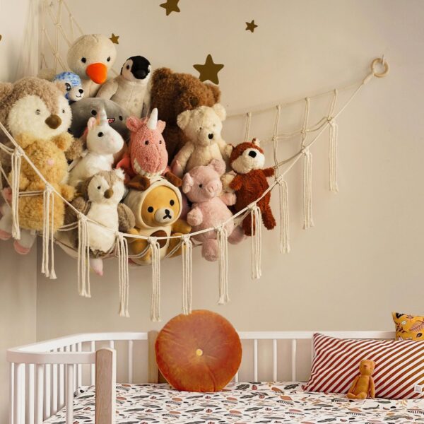 Stuffed Animal Storage Hammock or Net Corner - Large Toy Hammock Net for Stuffed Animals Room Decor - Cute Stuff Animal Organizer Plush Holder - Kids Baby Nursery Essentials Wall Bedroom Home Decor - Image 4