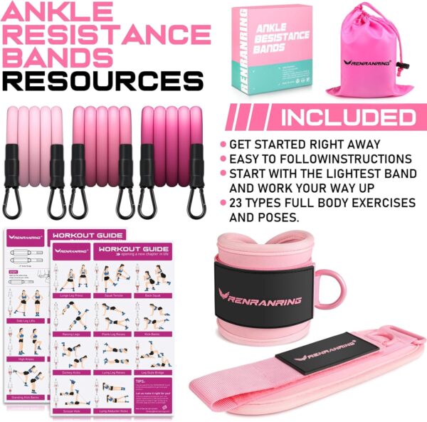 Ankle Resistance Bands, Ankle Bands for Working Out with Cuffs, Ankle Resistance Band, Glutes Workout Equipment, Butt Exercise Equipment for Women Legs and Glutes - Image 9