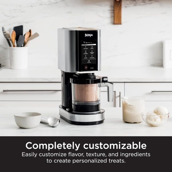 Ninja NC301 CREAMi Ice Cream Maker, for Gelato, Mix-ins, Milkshakes, Sorbet, Smoothie Bowls & More, 7 One-Touch Programs, with (2) Pint Containers & Lids, Compact Size, Perfect for Kids, Silver - Image 6