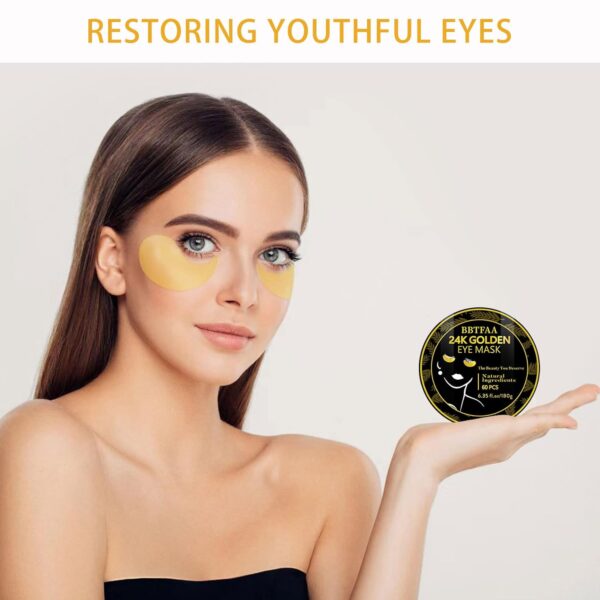 𝟔𝟎𝐏𝐂𝐒 Under Eye Patches, 24K Eye Mask for Puffy Eyes & Dark Circles Treatments, Reduce Under Eye Bags and Smooth Wrinkles, Eye Skin Care Pads for Beauty & Personal Care - Image 6