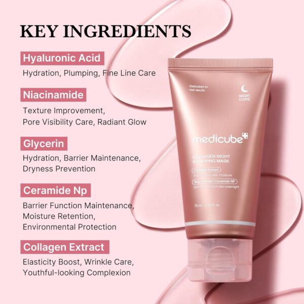 medicube Collagen Overnight Wrapping Peel Off Facial Mask Pack - Elasticity & Hydration Care, Reduces Sagging & Dullness - Hydrolyzed Collagen For Glowing Skin - Korean Skin Care, 2.53 fl.oz - Image 5