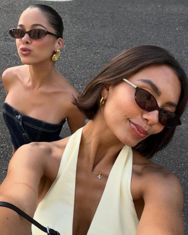 Retro Oval Sunglasses for Women Chic Cat Eye 90s Sunnies Lightweight Narrow Shades Trendy UV protection Sun Glasses - Image 8
