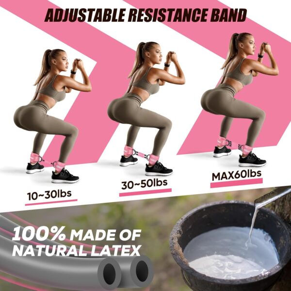 Ankle Resistance Bands with Cuffs for Working Out, Resistance Bands for Women, Exercise Bands for Leg and Glute, Booty Workout Equipment for Kickbacks, Butt and Hip Training, Ankle Weights Bands Set - Image 6