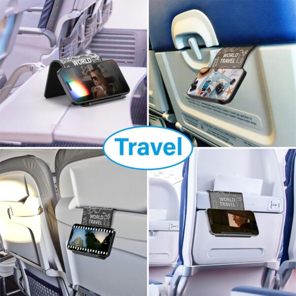 Airplane Phone Holder, Travel Essentials Foldable Travel Phone Stand, Flexible Airplane Tablet Holder for Flying/Desk/Office, Compatible with Tablets, Smartphones - Image 6