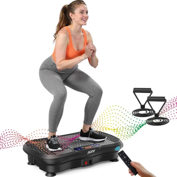 AXV Vibration Plate Fitness Platform Exercise Machine Vibrating Lymphatic Drainage Shaking Full Body Shaker Workout Vibrate Stand Shake Board Sport Gym for Weight Loss Fat Burner for Women Men - Image 2