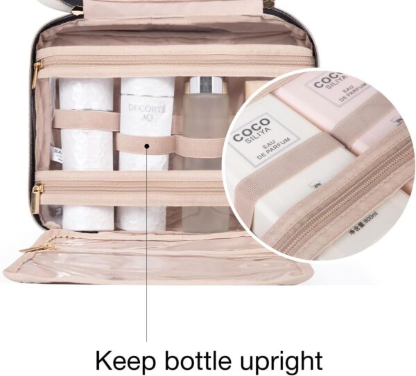 BAGSMART Toiletry Bag Travel Bag with Hanging Hook, Water-resistant Makeup Cosmetic Bag Travel Organizer for Accessories, Shampoo, Full-size Container, Toiletries - Image 4