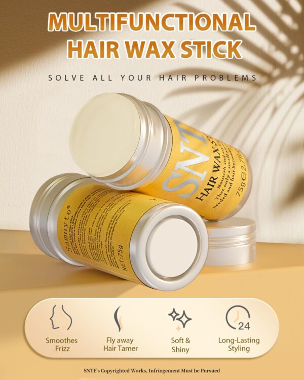 Samnyte Hair Wax Stick, Hair-Styling Waxes, Nourishing Accessories - Slick Stick for Women & Kids, Gel Tamer for Flyaways, Bun Maker & Styling Cream, 2.7 Fl Oz - Image 3